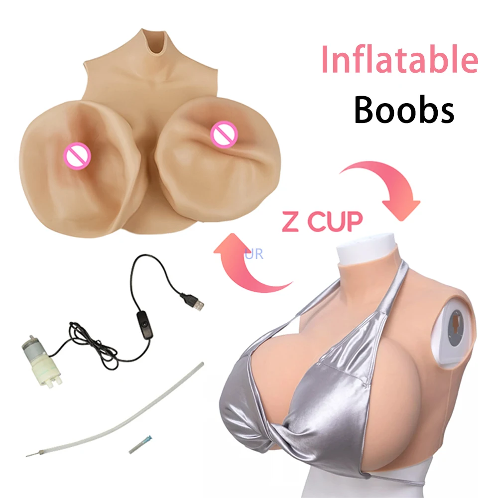 

Silicone LGBT Big Boobs Man To Woman Diy Adjustable Z Cup Inflatable Crossdressing Breast Forms Drag Queen Huge Tits costume