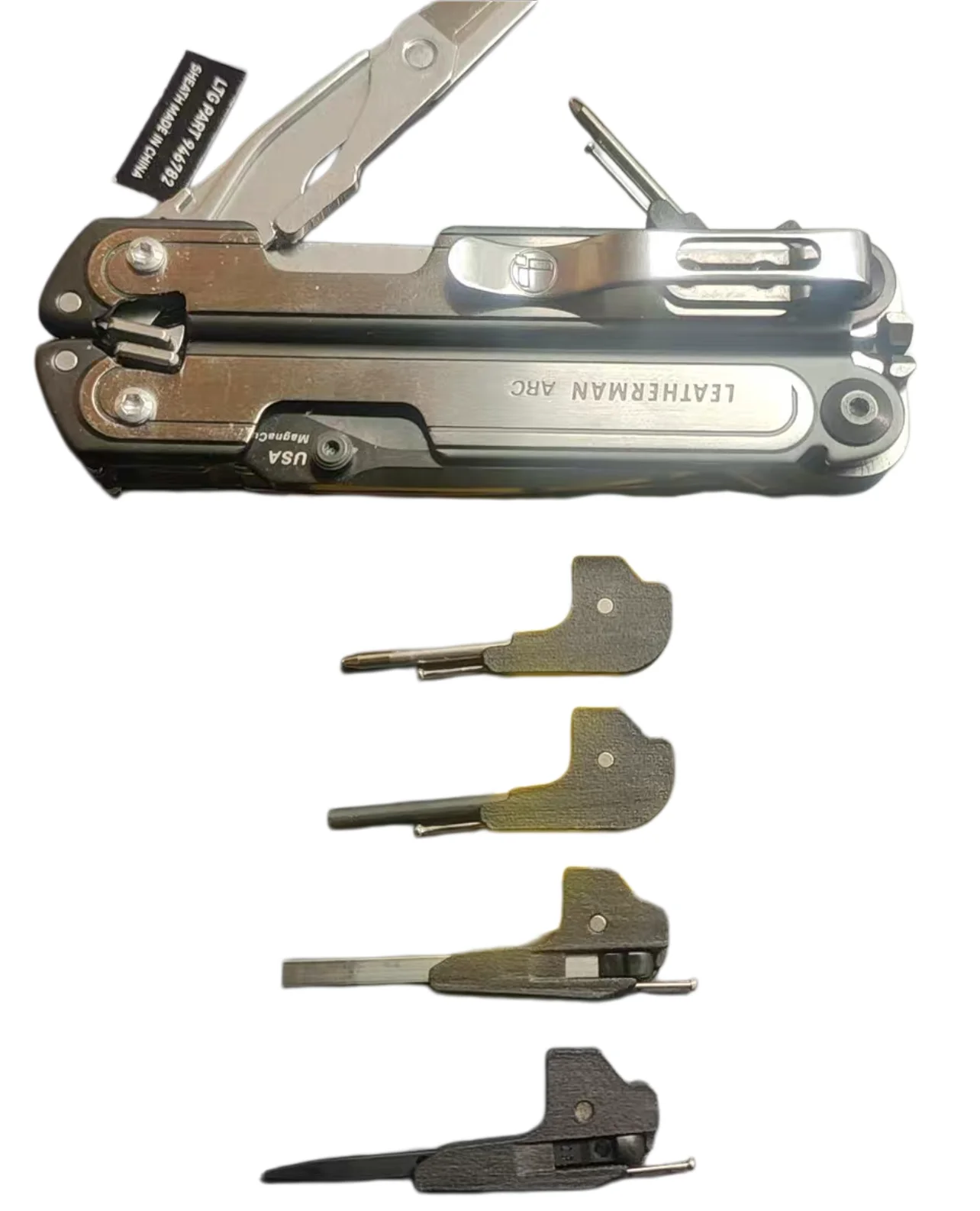 Ballpoint pen, flint, tweezers, toothpick and thimble upgrade accessories compatible with Leatherman P4 ARC