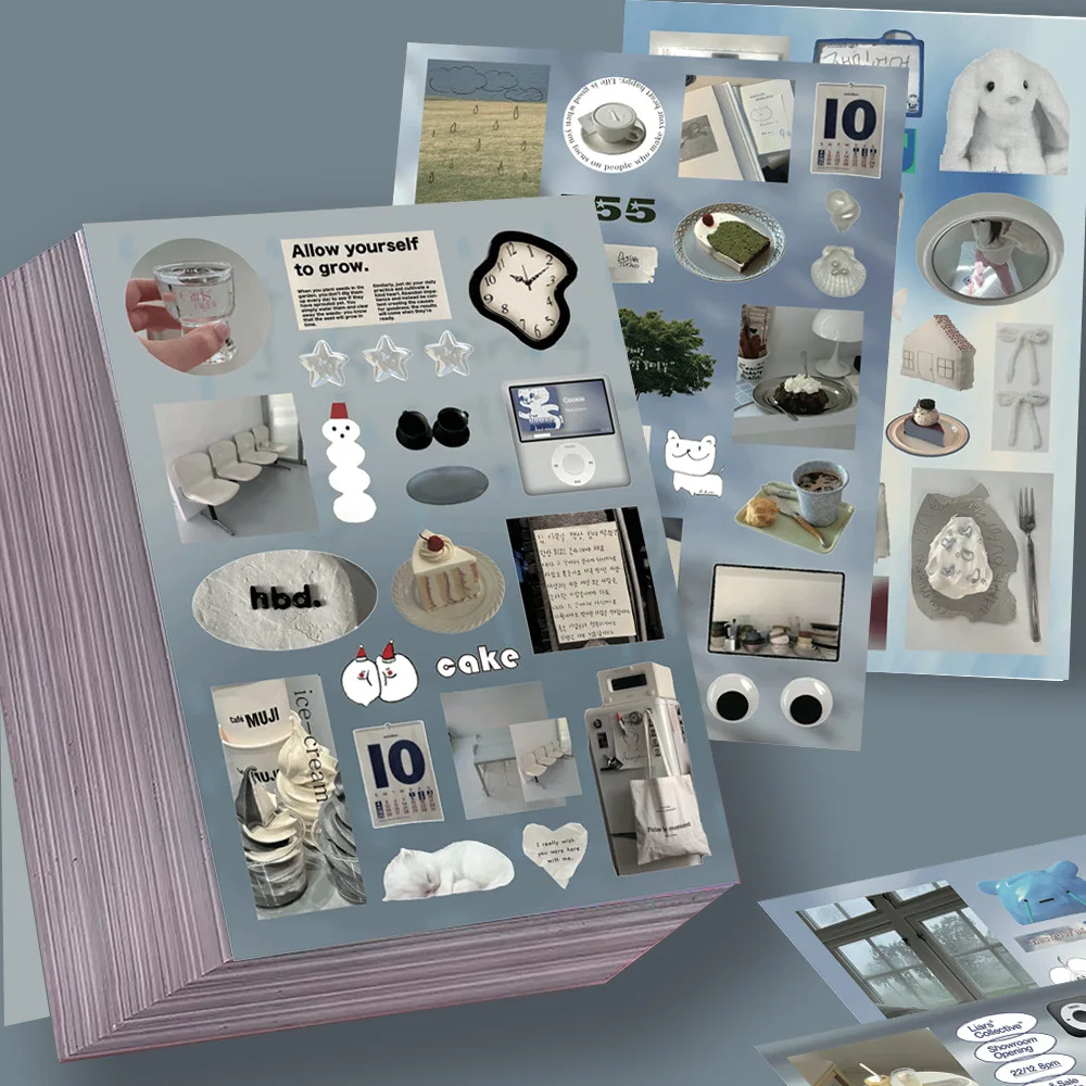 Ins Multi Theme Junk Journal Sticker Sheets Fruit Gothic Daily Object Collage Material for Planner Notebook DIY Scrapbook Crafts