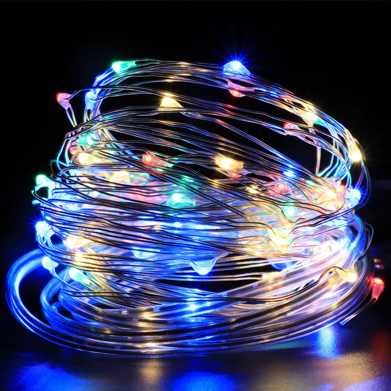 Copper Wire Silver Wire String Lights USB Plug 8 Modes LED DIY Light with Remote Decor Party Wedding Birthday Room 20M/10M/5M/2M