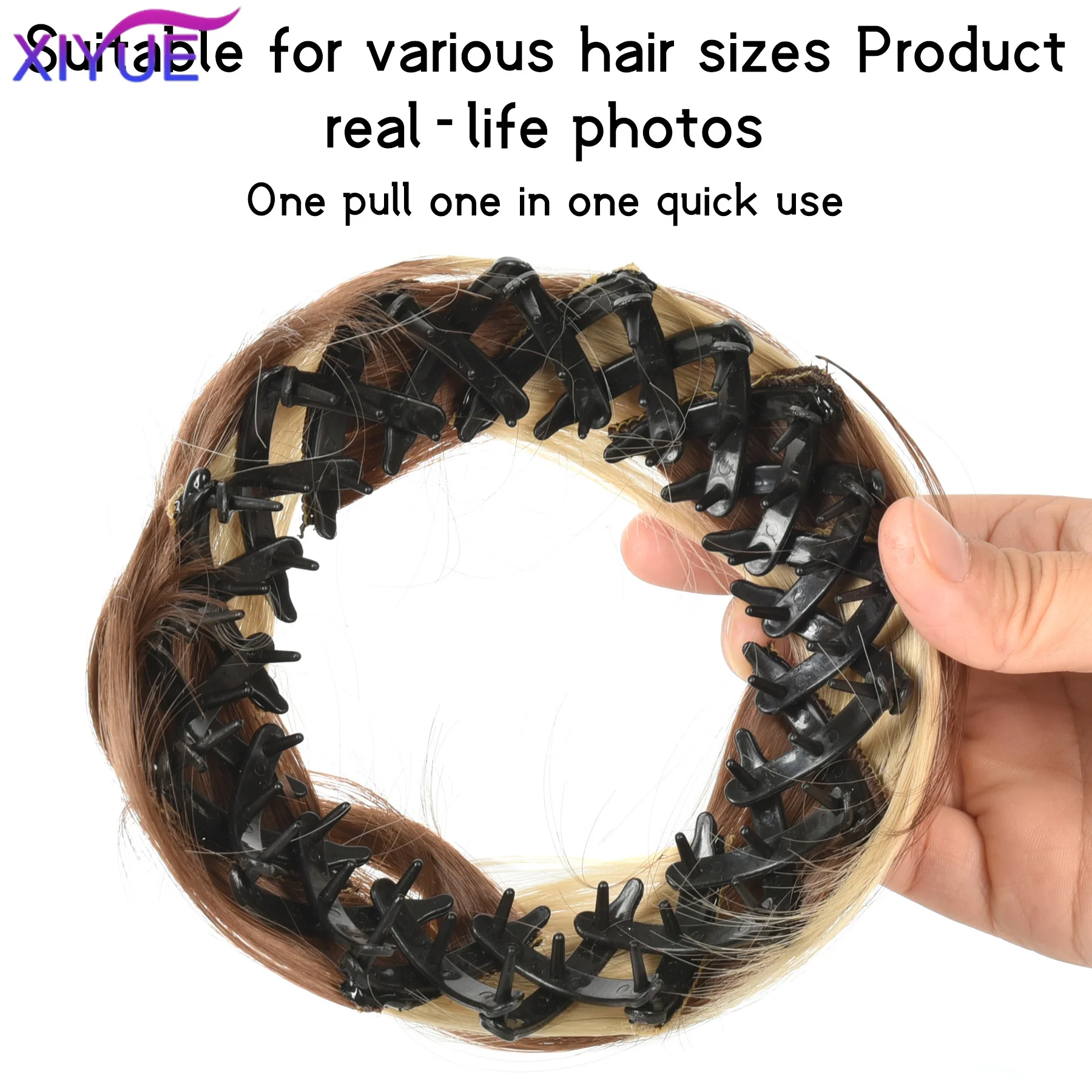 XIYUE Synthetic Hair Bun Extensions for Women Natural Looking Clip In Messy Hair Bun Easy Wear Chignon Hairpiece for Daily Weddi