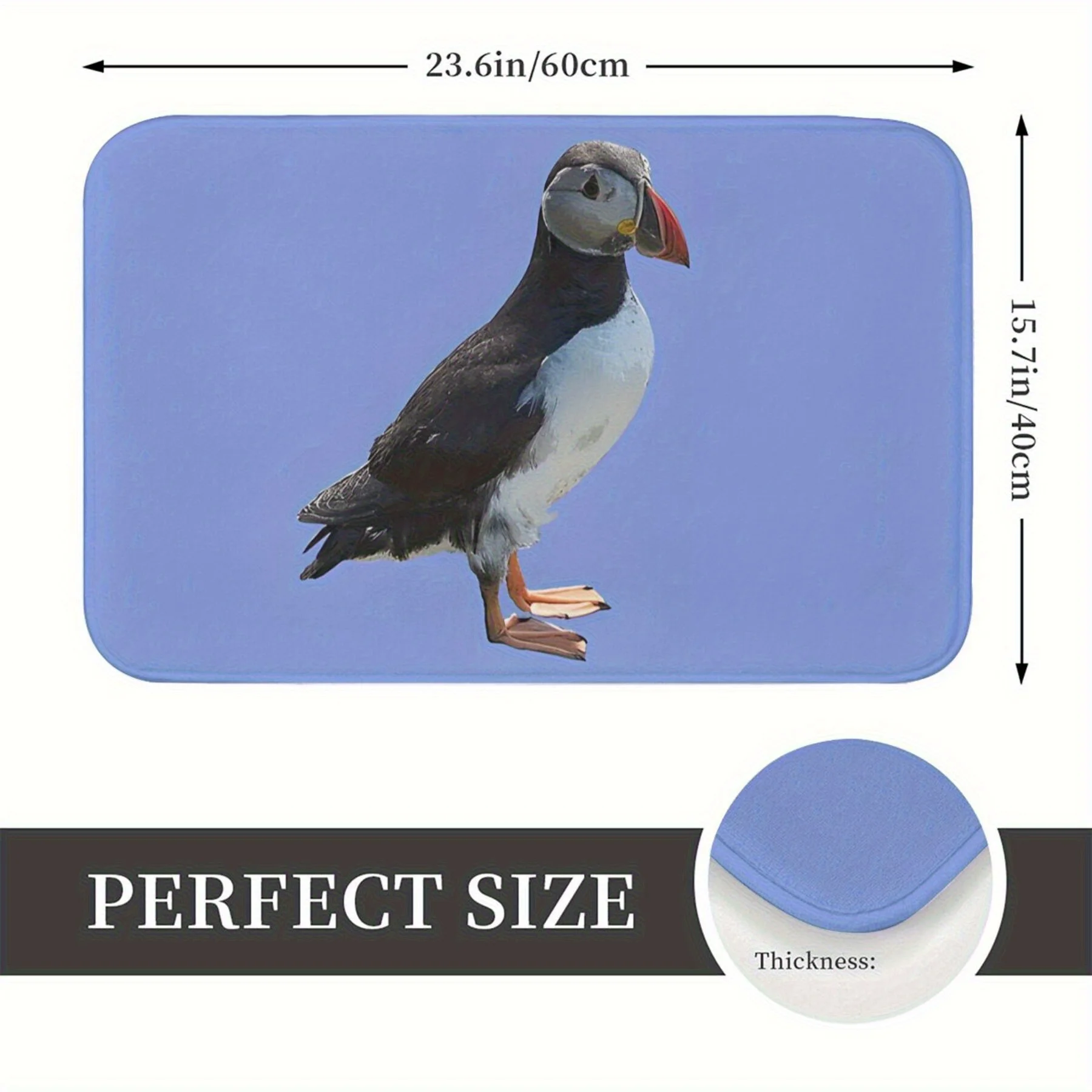 1pc Atlantic Little Swallow Print Non-Slip Doormat- Light Blue Flannel Mat, Machine Washable, Rectangular, Home Decor and Functi