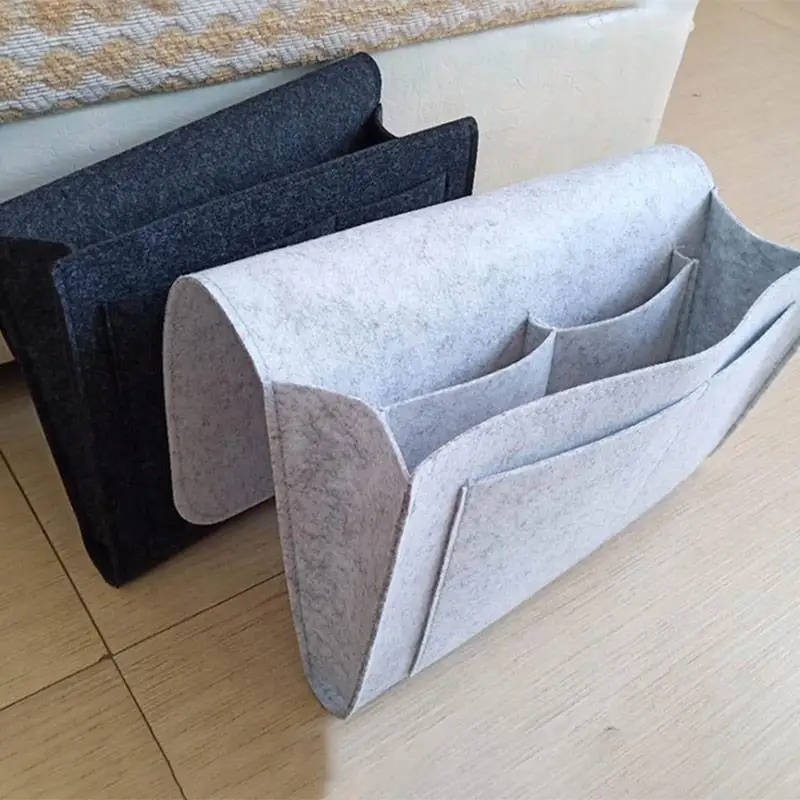 Bedside Storage Bag Felt Bed Sofa Side Pouch Remote Control Hanging Caddy Bedside Couch Storage Organizer Bed Holder Pockets