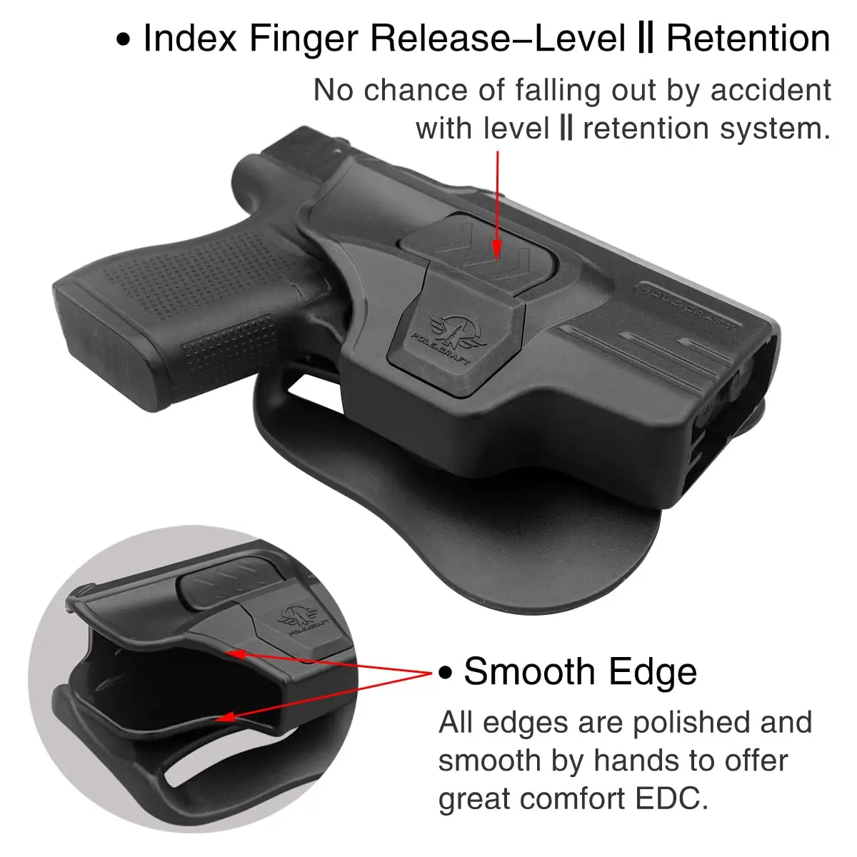 Glock 43 Holster OWB Paddle Holsters for Glock 43 / Glock 43X, Outside Waistband Open Carry Polymer Holster with Safety Lock image 3
