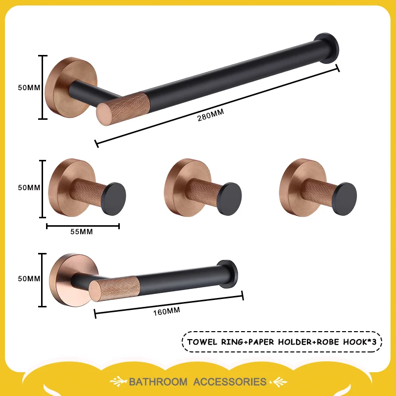 

Bathroom Hardware Accessories Stainless Steel Towel Ring Bar Toilet Paper Rack Coat Hook Tissue Holder Set Brushed Rose Gold