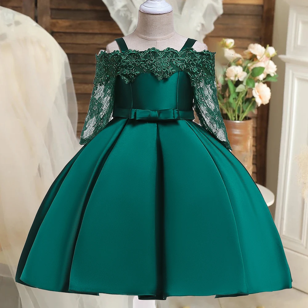 Elegantes Blumen-Party-Mädchenkleid, halbe Ärmel, Spitze, Hochzeit, Brautjungfern, Prinzessin, Ballkleider für Mädchen, Abschlussfeier, Geburtstag, Abend