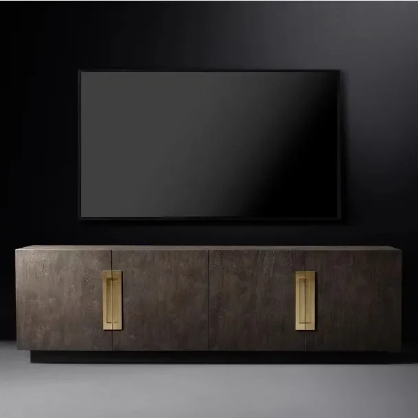 American modern villa living room light luxury floating floor TV cabinet solid wood furniture