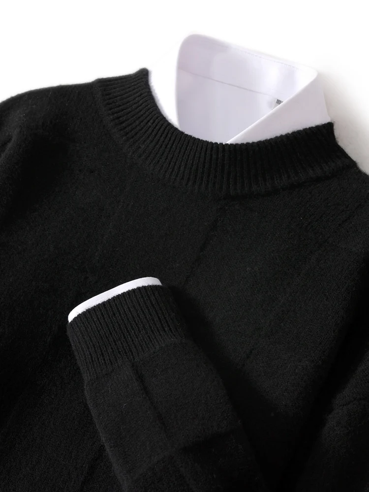 Männer Mock Neck Kaschmir pullover Langarm Pullover Smart Freizeit kleidung Frühling Herbst 100% Merinowolle Strickwaren Kleidung