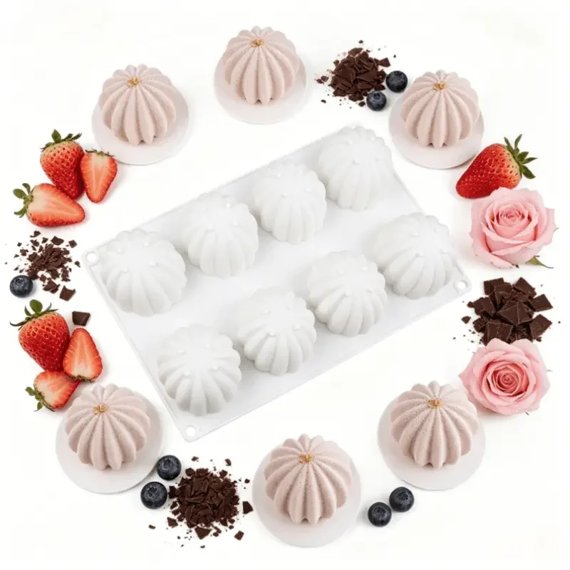 1pc 8 hole cactus ball silicone cake mold non stick easy demold creative baking tool for dessert table cake chocolate making