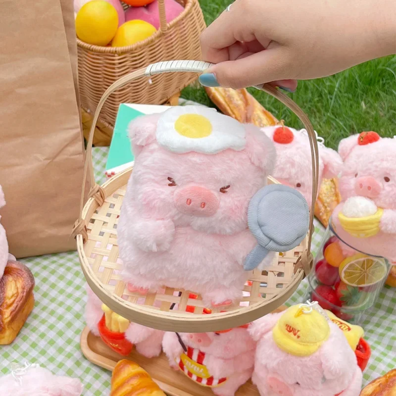 Lulu Pig House-colgante de felpa para niños, muñeco Kawaii de 6 piezas diferentes, caja de regalo de cumpleaños