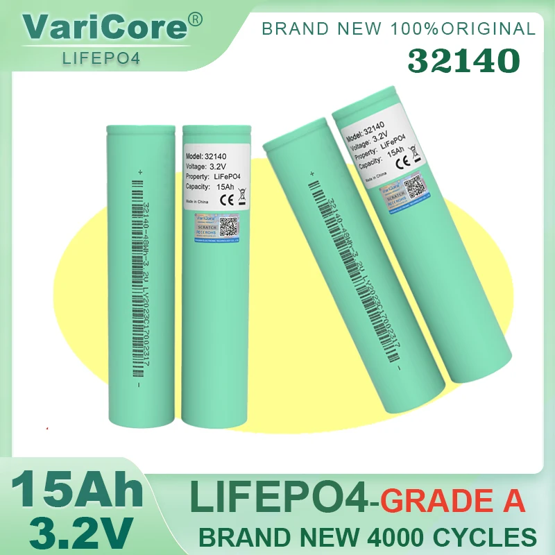 

1-6pcs VariCore 3.2V 32140 15Ah LiFePO4 Battery Cell diy 4s 8s 12v 24V 36V Inverter Electric Vehicle Travel Camping batteries
