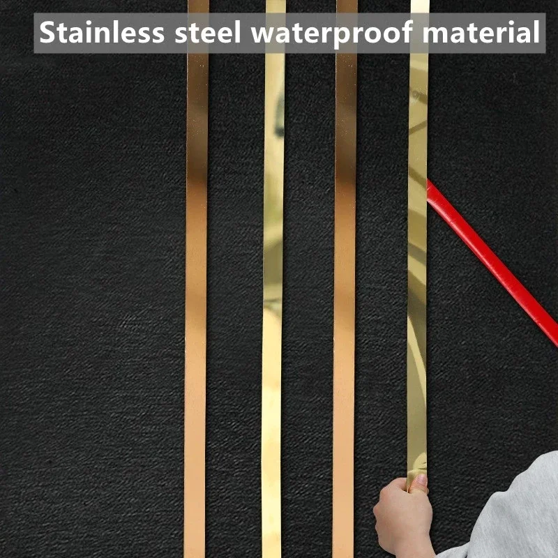 3 Meter Stainless Steel Flat Decorative Lines Wall Sticker Background Wall Ceiling Frame Metal Mirror Self-adhesive Edge Strip