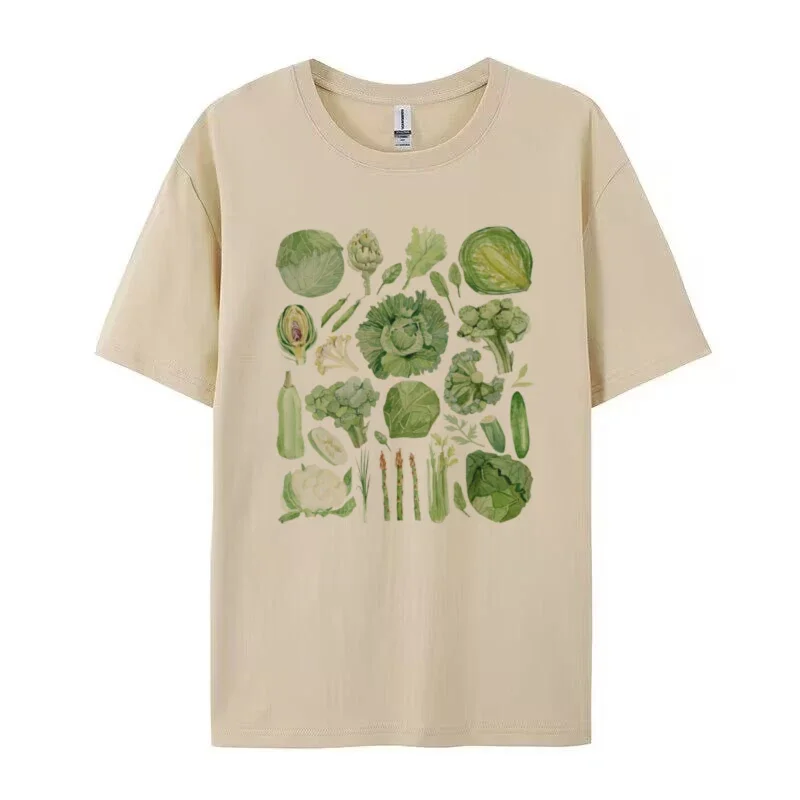 Vegetable Cabbage Graphic T-Shirt Cute Vegan Aesthetic Gardening Top Vintage Botanical Unisex Shirt Fashion Loose Women Clothes