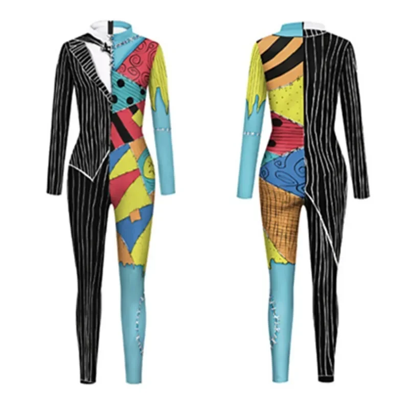 SN55Halloween Sally Suit Cosplay Costume Anime Movie Bodysuit Spandex Jumpsuit Party Carnival Leggings Day of The Dead Zent@54WE