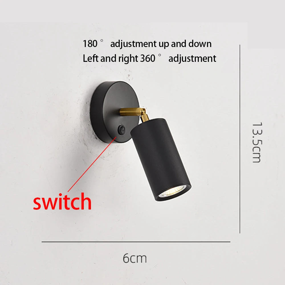 回転式読書灯,回転式,スイッチ付き,シンプルでモダンなウォールランプ,照明器具,寝室用,新しい2024
