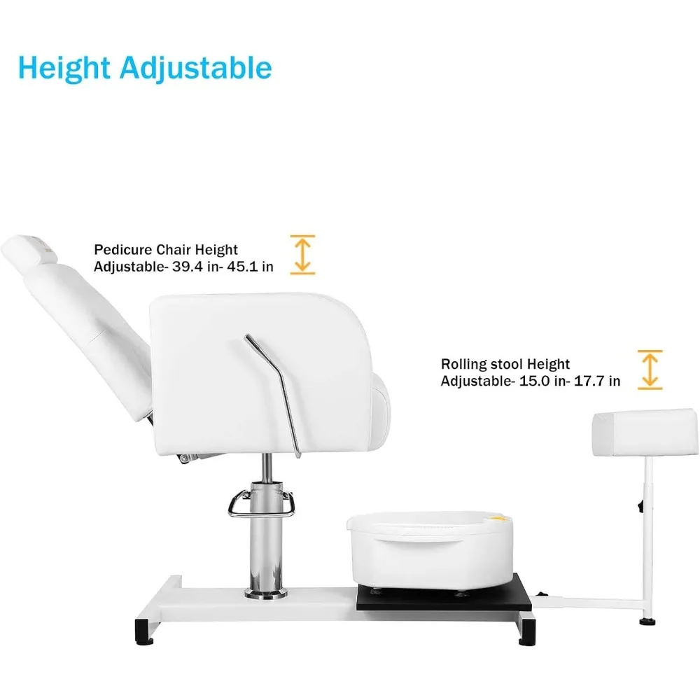 Chaise de pédicure inclinable pour tabouret, chaise de pédicure hydraulique réglable, rotation à 360 °, pas de vaccination