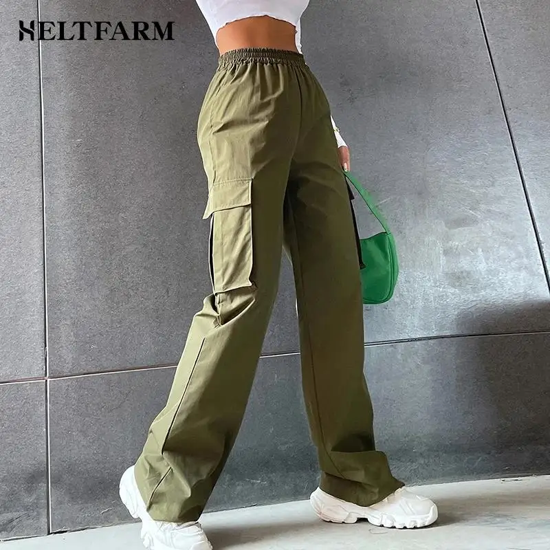 

New Women Cargo Pants Street Wear Vintage Casual Hip Hop Wide Leg Joggers Baggy Sweatpants With Pockets Y2K