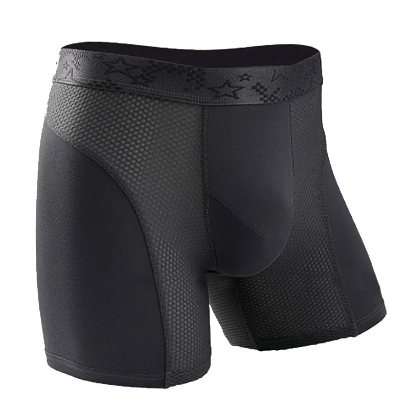 Bóxer largo para hombre, ropa interior Sexy de malla convexa en U, bragas transpirables, piernas extendidas resistentes al desgaste, Boxershorts de