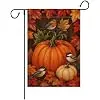 Fall Garden Flag Double Sided Outside Flag Thanksgiving Pumpkin Birds Small Burlap Outdoor Yard Welcome Sign Autumn House De llz