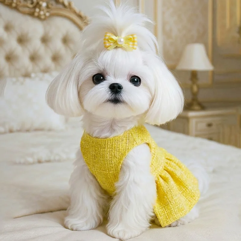 

Pet Supplies Small Dog Puppy Pomeranian Schnauzer Fashion Bow Hair Clip Orange and White Checkered BB Clip 2-Piece Set