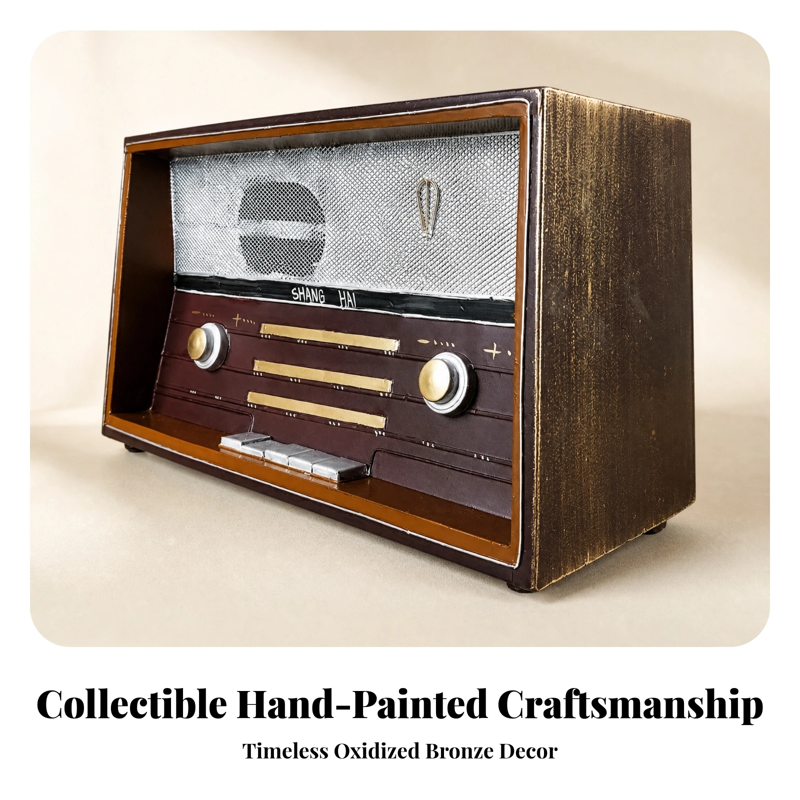 Decorative Model Vintage Metal Radio Display Prop for Photography Decoration, Nostalgic Interiors