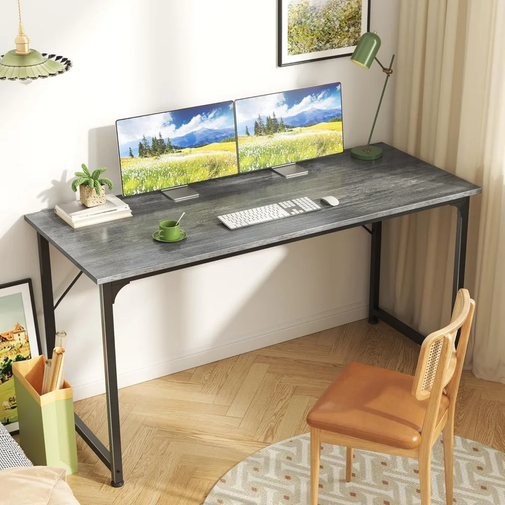 Large 55 Inch Home Office Desk for Gaming, Writing, and Studying with Ample Legroom and Sturdy Metal Frame - Ideal for Work from