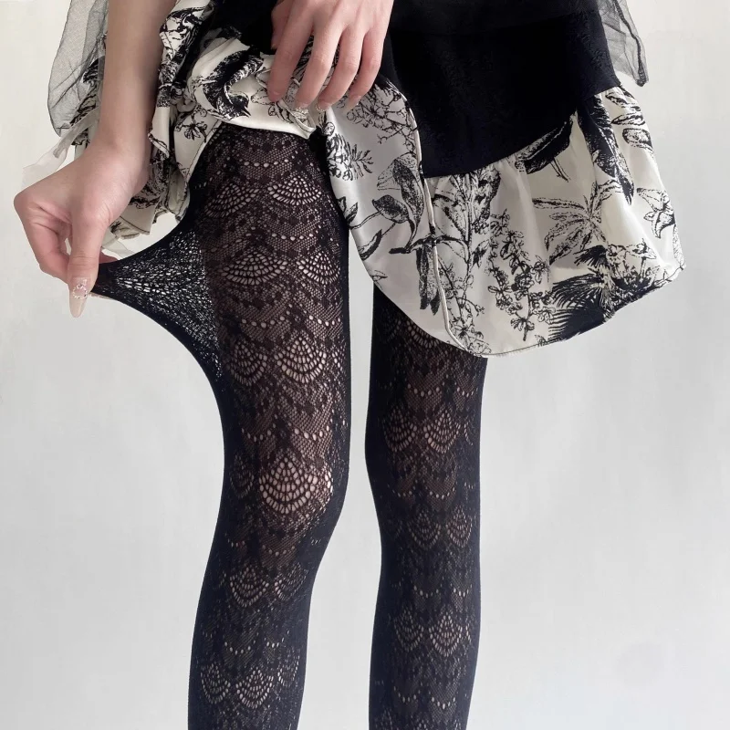 Sexy Frauen Strümpfe Carving Frauen Strumpfhosen Spitze Frau Seide Strumpfhosen Aushöhlen Enge Frau Tattoo Collant Femme Lolita Strümpfe
