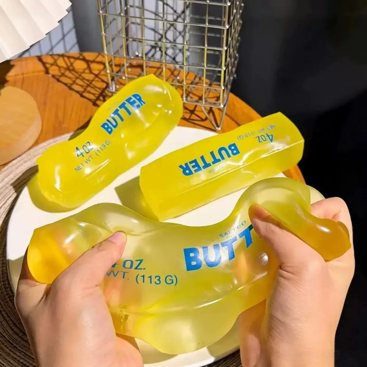 Moldable Butter Stick Squishy Toy Vaseline Filled Stress Relief Butter Cheese Bar Squeeze Fidget Toy Decompression Vent Toy