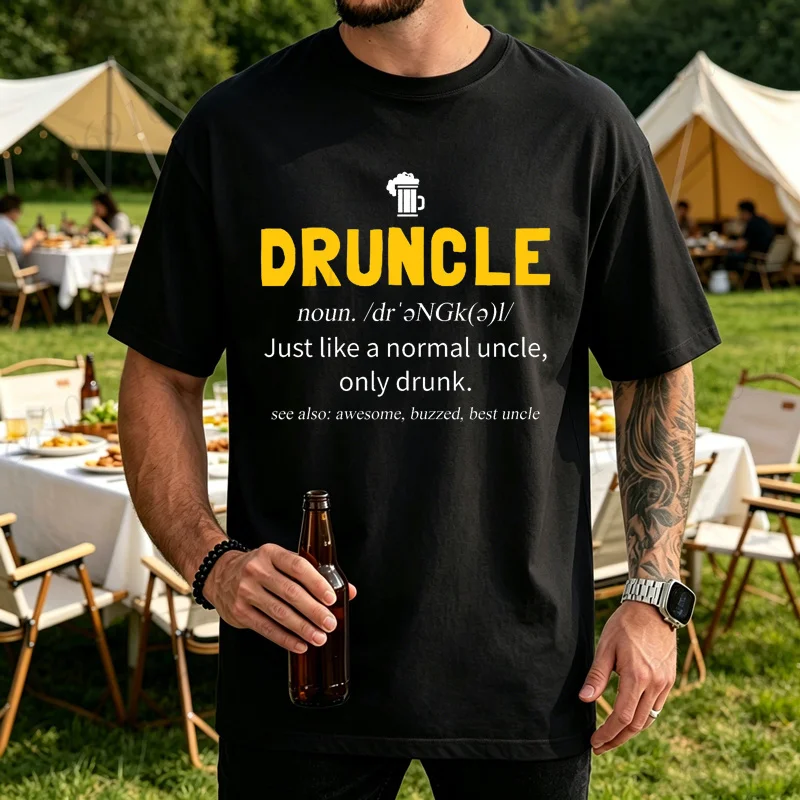 Druncle Uncle Graphic T-Shirt Tops Drinking Tees for Men Casual T Shirts Family Birthday Fashion Tshirts Top Beer Lover Gifts