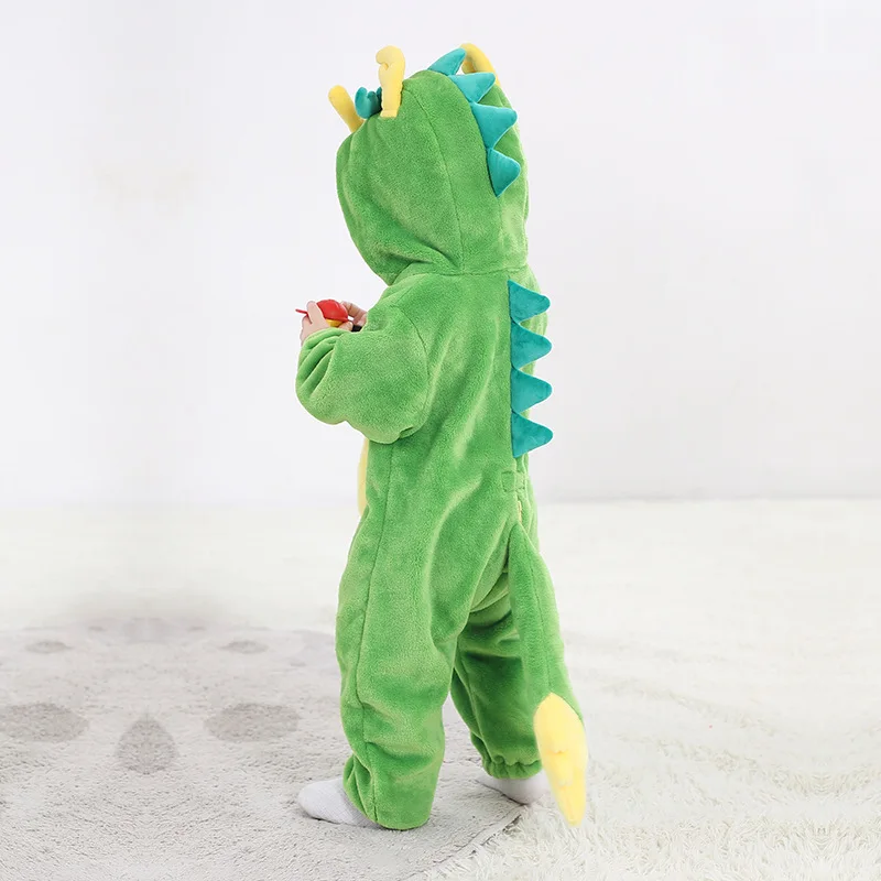 COCOGUGU Kigurumis Dinosaur Baby Rompers Bodysuits Infant Boys Girls Cartoon Onesie Cosplay Jumpsuit Winter Soft Halloween