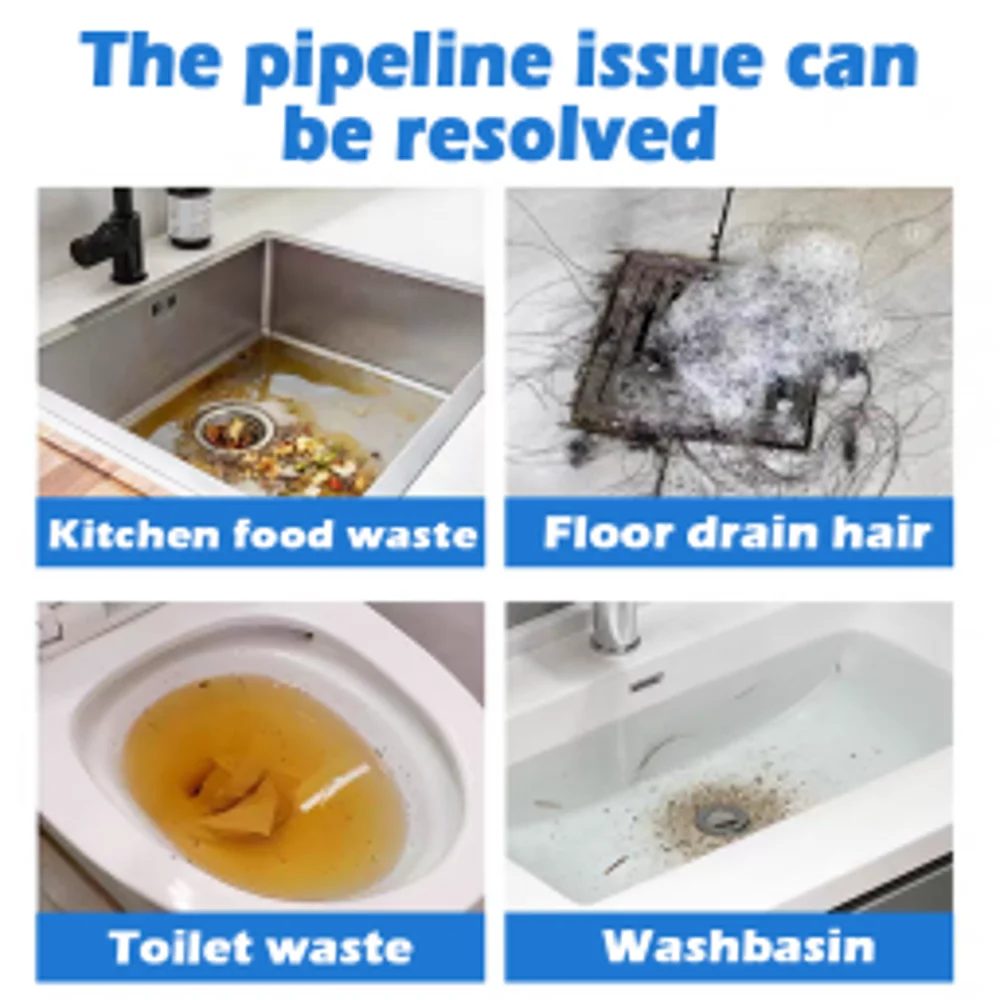 Toilet Drain Cleaner 100g, Fast Sewer Pipe Dredge Powder, Deodorizer & Clog Remover for Bathroom Kitchen