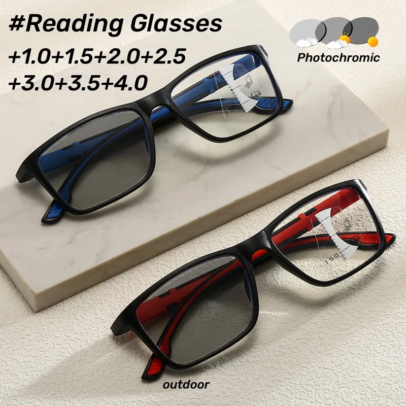 

Large Frame Gradient Multifocal Presbyopia Anti-blue Light Near and Far Fashion Non-slip Reading Glasses Diopter +1.0 To +4.0