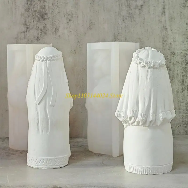 N5KE Bride قالب سيليكون قوالب مشروع سيليكون قوالب صنع الشموع مثالية لصناعة صابون الشموع وفنون الفوندان