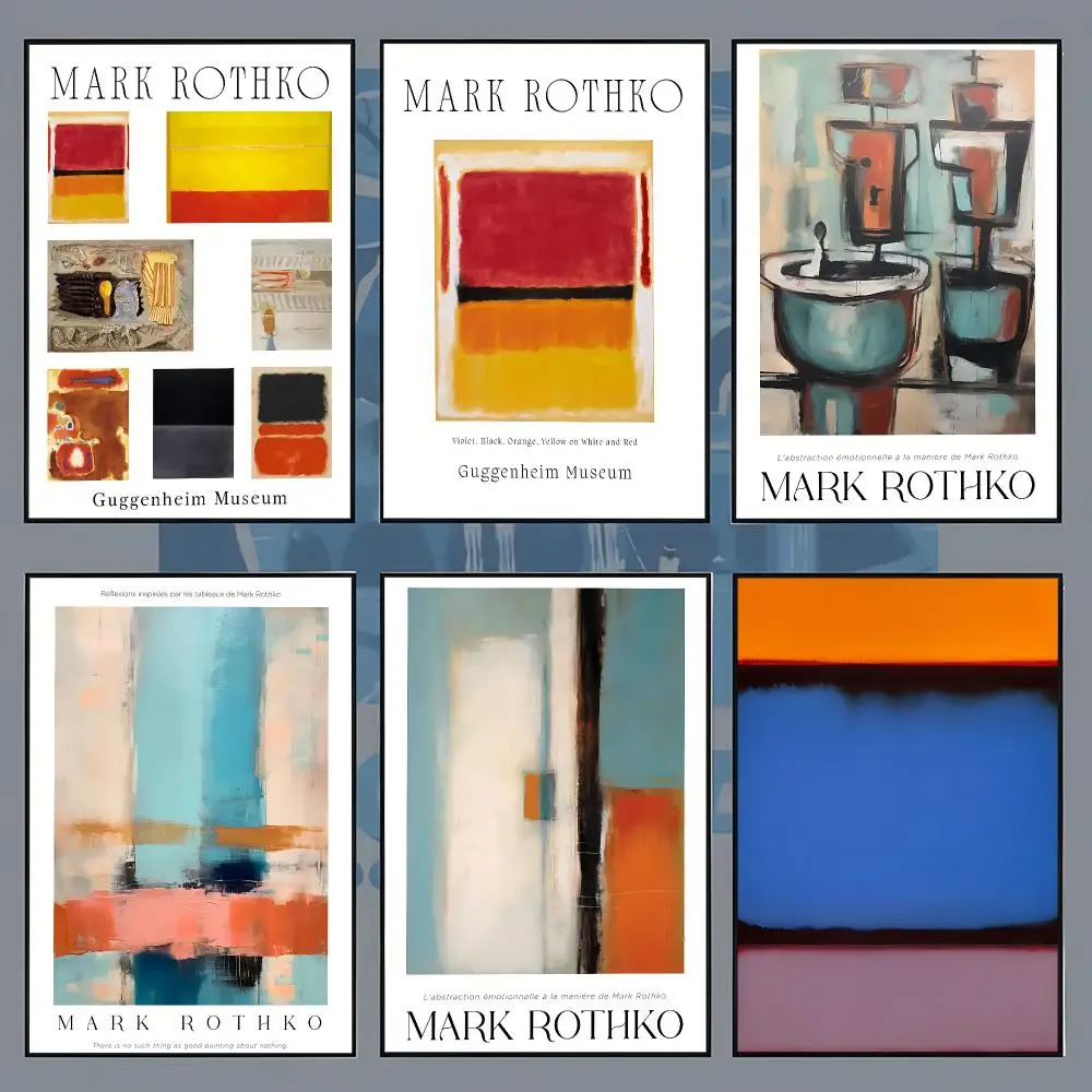 Famous paintings by Mark Rothko Poster Aesthetic Wall Art for Bedroom Study Office Home Decor Gift