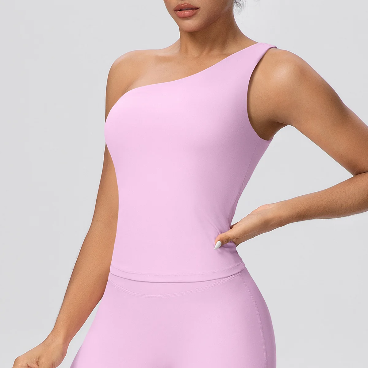 Asymmetric One Shoulder Yoga Vest Women Cloud Feel Quick Dry Waist Sculpting Beauty Back Sports Bra