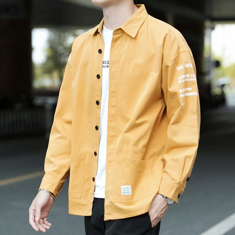 Summer Thin Fashionable Denim Work Shirt Men's Long Sleeve Anti-Scald Wear Resistant Pure Cotton Top Men's Jacket
