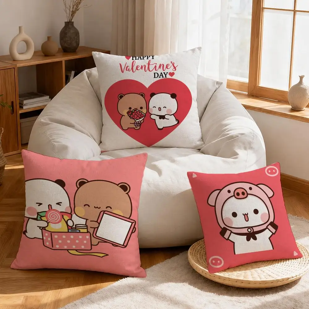 Character BUBU DUDU Cushion Cover Linen Anti-Mite Antibacterial Cushion Cover Invisible Zipper Sofa Decor