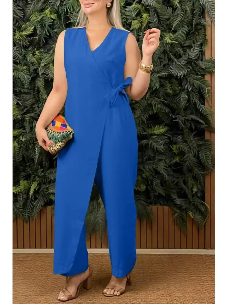 

Сексуальный комбинезон без рукавов с v-образным вырезом на подтяжках и перекрестными бретелями, весна-лето, женская одежда, однотонные повседневные модные брюки на подтяжках