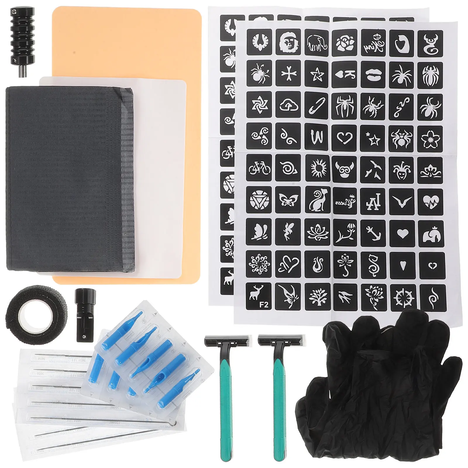 

1Set Beginner Tattoos Kit Professional Tattooing Supply with Pen Rack Needles Storage Holder Portable Lightweight for Family Use
