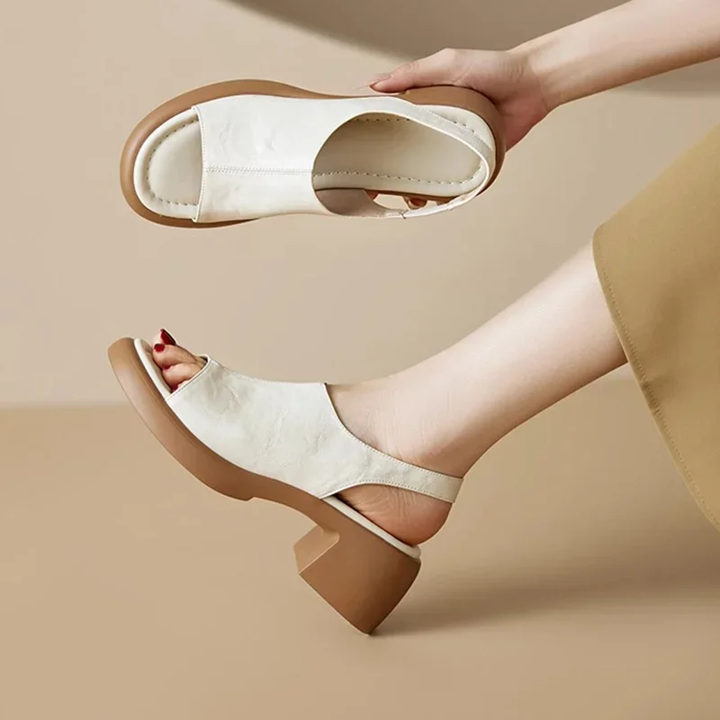 Sandal Wanita Hak Tinggi Sepatu Elegan Chunky Sandal Musim Panas 2025 Sandal Jepit Mode Pompa Tren Baru Slide Mujer De Sandalias