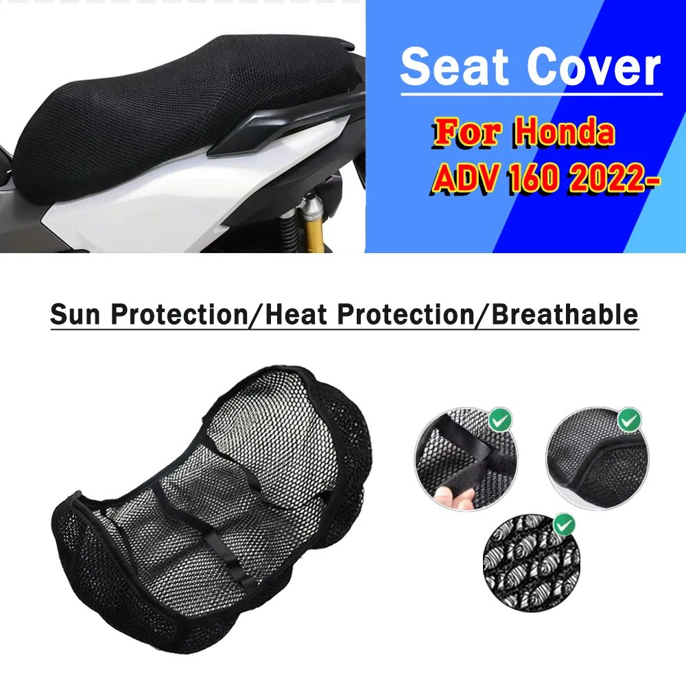 

For Honda ADV 160 ADV160 2022- Mesh Motorcycle Seat Cover 3D Elastic Breathable Heat resistant Anti-Slip Protector Cover