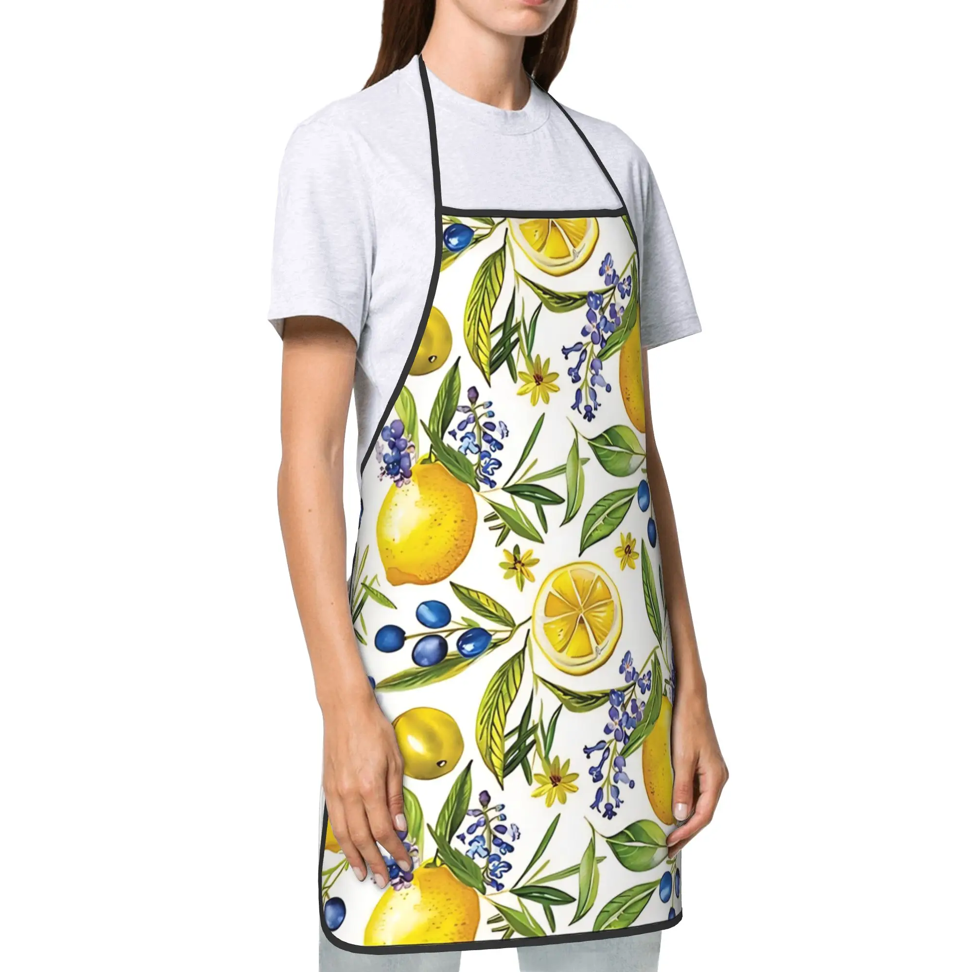 Lemon Tree Fruit Botanical Bib Apron Unisex Polyester Watercolour Nature Cook Adult Waterproof Fashion Accessories Chef