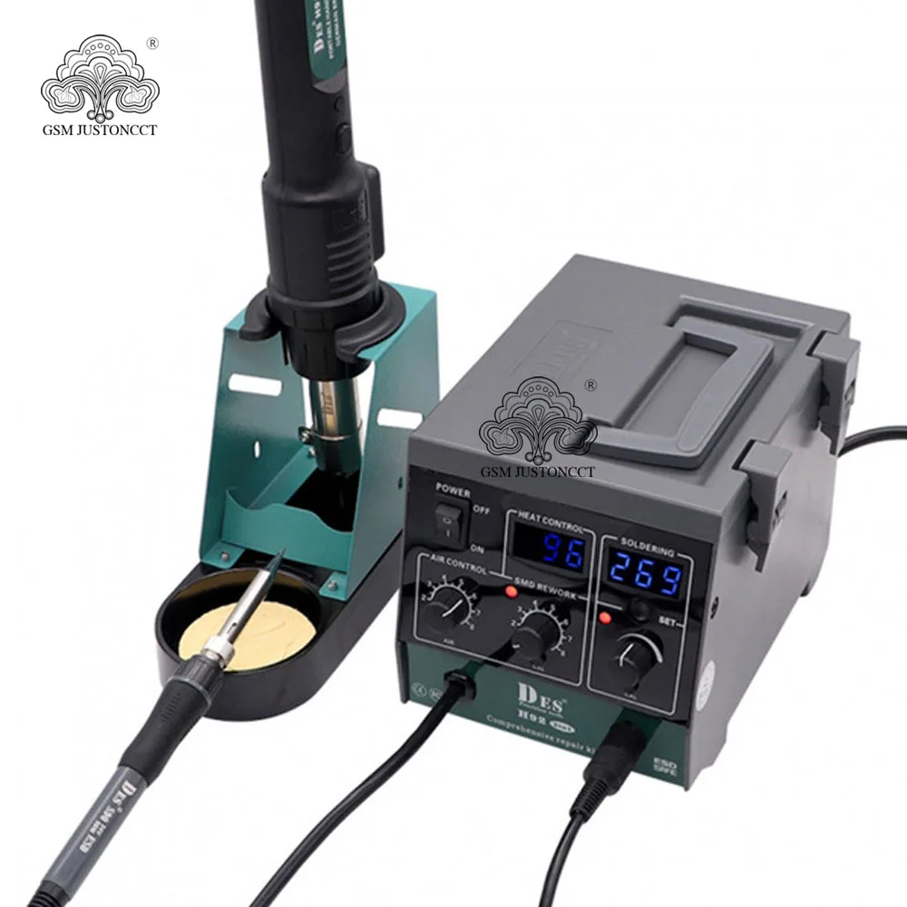 

imported DesH92 hot air gun two-in-one desoldering station 1600W digital display thermostat electric soldering iron 90W