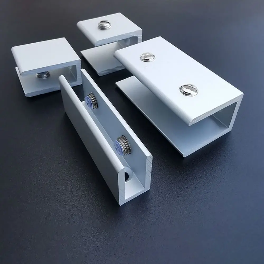 مشبك زجاجي من سبائك الألومنيوم مناسب لخزانة النبيذ الزجاجية الفضية مقاس 3-12 مم مقاومة للصدأ