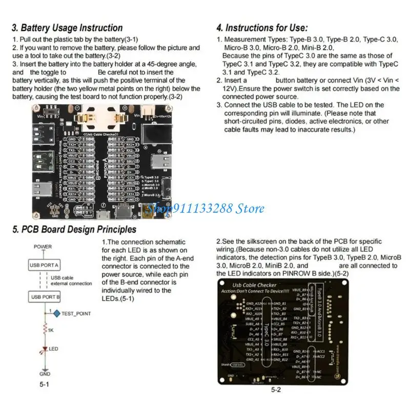 G88D Portable USB Data Cable Testing Tool For Multiple Interfaces Including Type B And C
