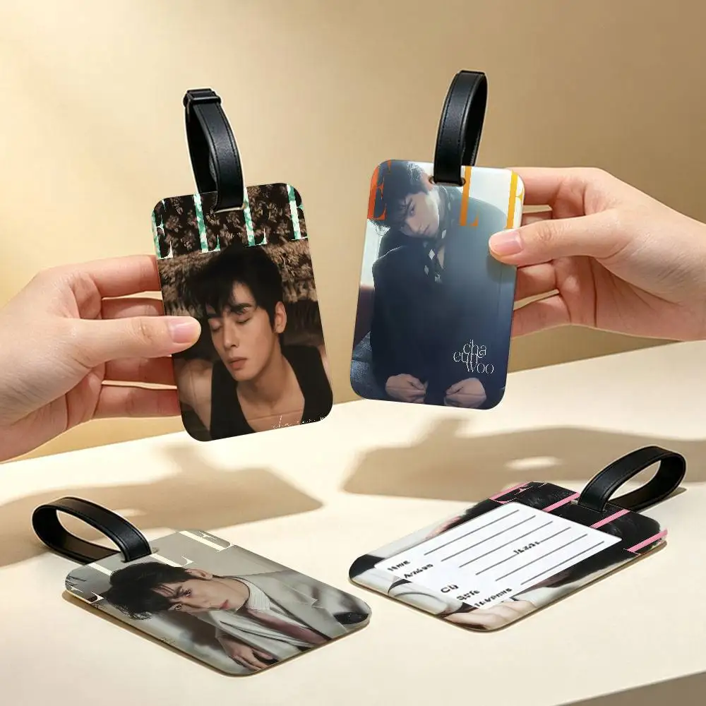C-Cha-EunWoo PVC Waterproof Luggage Tag Anti lost Information Card Cover For Student Bag Travel Suitcase