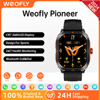 WeoflyPioneer Smart Watch 1.95 inch AMOLED BT Calling Heart Rate Tracker Blood Pressure 100+ Sports Modes Smartwatch AOD Men