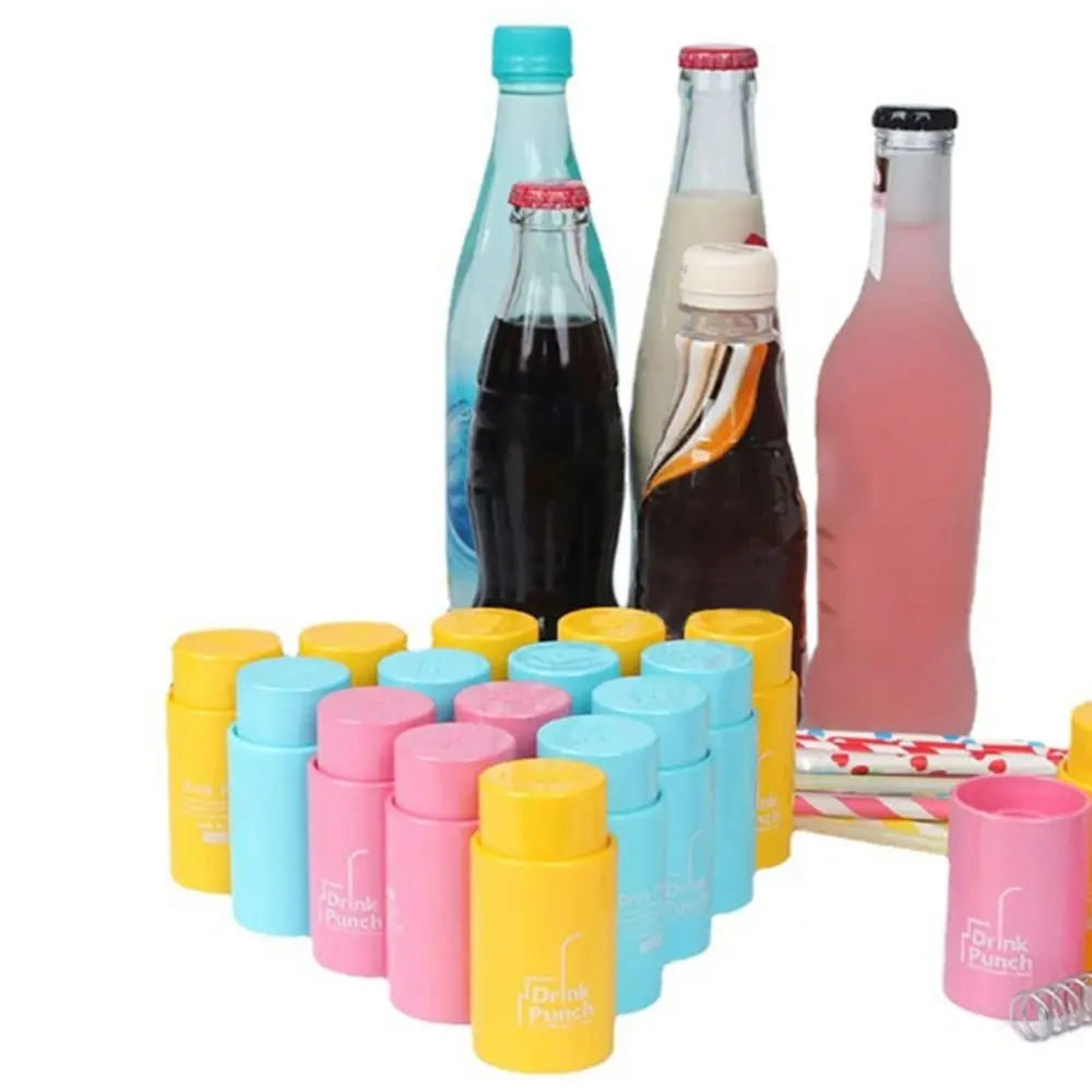 Plastic Drink Punch Cylindrical Sharp Bottle Cover Hole Punch Labor-saving Pressed Bottle Cap Hole Maker Kids Girls Elders