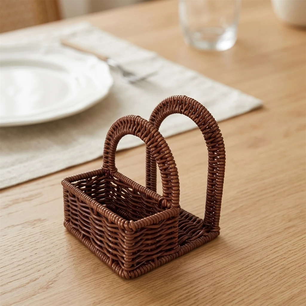 Handgefertigter gewebter Serviettenhalter für Zuhause, Hotel, Tischdekoration, Aufbewahrung, aus natürlichem Rattanmaterial.