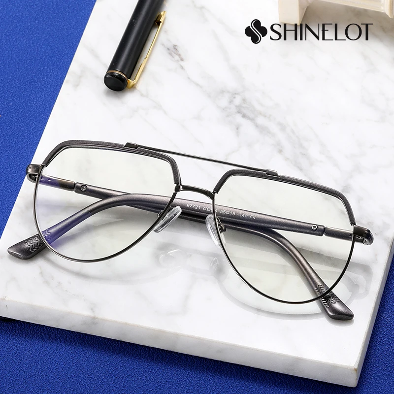 

97721 Metal Oval Durable Men Double Bridge Eyeglasses Prescription Frame New Arrival Spectacles Eyewear Film Star Glasses